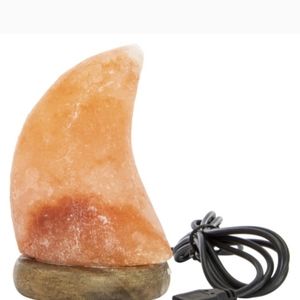 * LAST ONE LEFT! * Hand-Carved Moon Shaped Himalayan Rock Salt Lamp Night Light